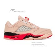 Air Jordan 5 Low DA8016-806 - Pink Suede Sneakers with Red & Black Accents & Reflective Tongue