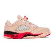 Air Jordan 5 Low DA8016-806 - Pink Suede Sneakers with Red & Black Accents & Reflective Tongue