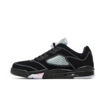 Air Jordan 5 Low DX4355-015 Black Suede Sneakers with Pink Accents and Reflective Tongue