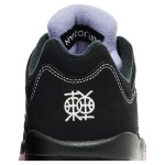 Air Jordan 5 Low DX4355-015 Black Suede Sneakers with Pink Accents and Reflective Tongue