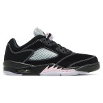 Air Jordan 5 Low DX4355-015 Black Suede Sneakers with Pink Accents and Reflective Tongue