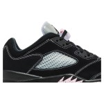 Air Jordan 5 Low DX4355-015 Black Suede Sneakers with Pink Accents and Reflective Tongue