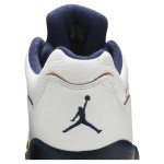 Air Jordan 5 Low 819171-135 White Leather Sneakers with Navy Mesh and Gold Accents