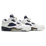 Air Jordan 5 Low 819171-135 White Leather Sneakers with Navy Mesh and Gold Accents