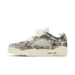 Air Jordan 5 Low DA8016-100 Beige Canvas Sneakers with Botanical Prints and Translucent Sole