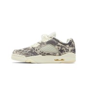 Air Jordan 5 Low DA8016-100 - Beige Canvas Sneakers with Botanical Prints & Translucent Sole