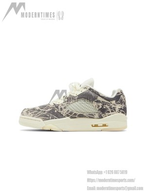 Air Jordan 5 Low DA8016-100 - Beige Canvas Sneakers with Botanical Prints & Translucent Sole