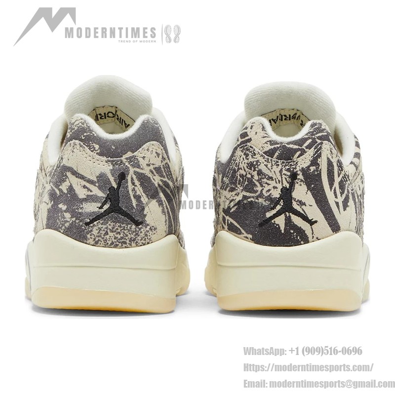 Air Jordan 5 Low DA8016-100 Beige Canvas Sneakers with Botanical Prints and Translucent Sole