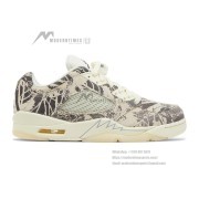 Air Jordan 5 Low DA8016-100 - Beige Canvas Sneakers with Botanical Prints & Translucent Sole