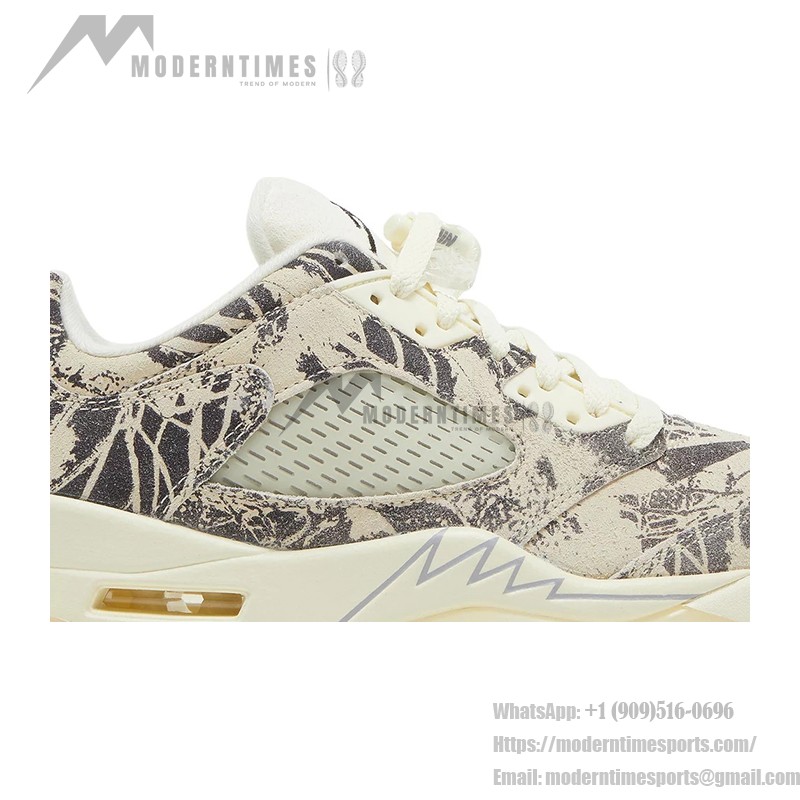 Air Jordan 5 Low DA8016-100 Beige Canvas Sneakers with Botanical Prints and Translucent Sole