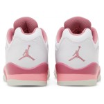 Air Jordan 5 Low DX4390-116 White Leather Sneakers with Pink Accents and Reflective Tongue