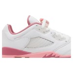 Air Jordan 5 Low DX4390-116 White Leather Sneakers with Pink Accents and Reflective Tongue