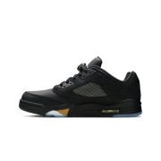 Air Jordan 5 Low DJ1094-001 - Black Leather Sneakers with Gold Accents & Reflective Tongue