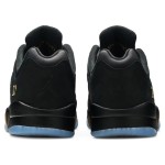 Air Jordan 5 Low DJ1094-001 Black Leather Sneakers with Gold Accents and Reflective Tongue