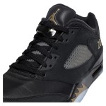 Air Jordan 5 Low DJ1094-001 Black Leather Sneakers with Gold Accents and Reflective Tongue