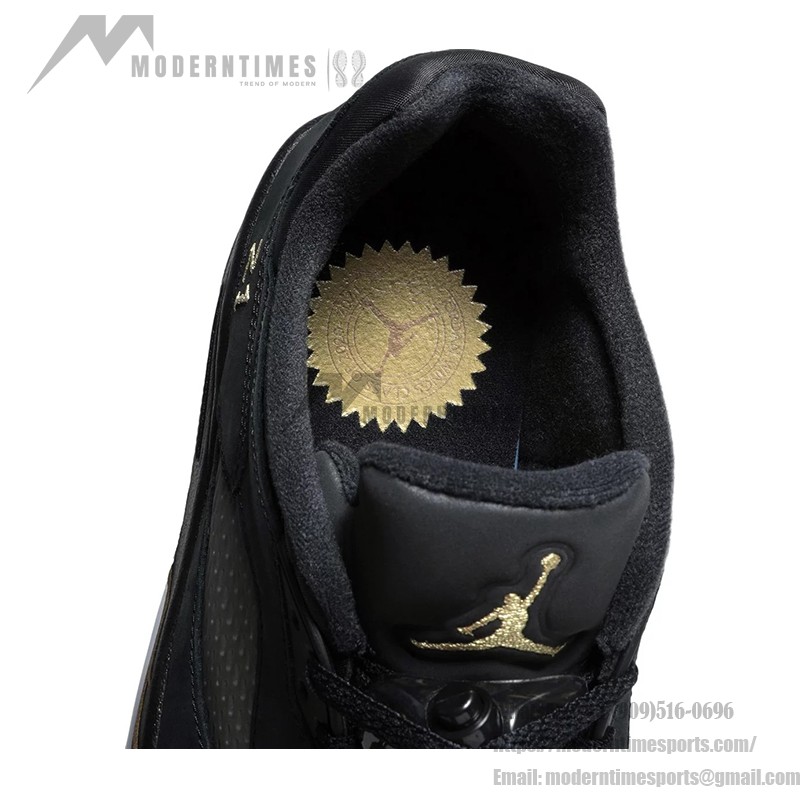 Air Jordan 5 Low DJ1094-001 Black Leather Sneakers with Gold Accents and Reflective Tongue