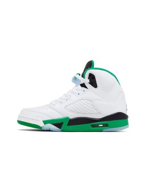 Air Jordan 5 Retro DD9336-103 – 녹색 포인트와 반사 혀가 있는 화이트 가죽 스니커즈