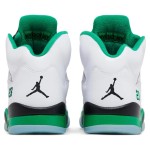 Air Jordan 5 Retro DD9336-103 White Leather Sneakers with Green Accents and Reflective Tongue