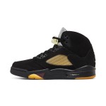 Air Jordan 5 Retro FD1330-001 Black Suede Sneakers with Gold Mesh and Reflective Tongue