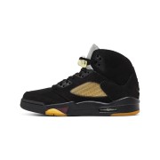 Air Jordan 5 Retro FD1330-001 - Black Suede Sneakers with Gold Mesh & Reflective Tongue