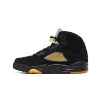 Air Jordan 5 Retro FD1330-001 - Black Suede Sneakers with Gold Mesh & Reflective Tongue