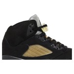 Air Jordan 5 Retro FD1330-001 Black Suede Sneakers with Gold Mesh and Reflective Tongue