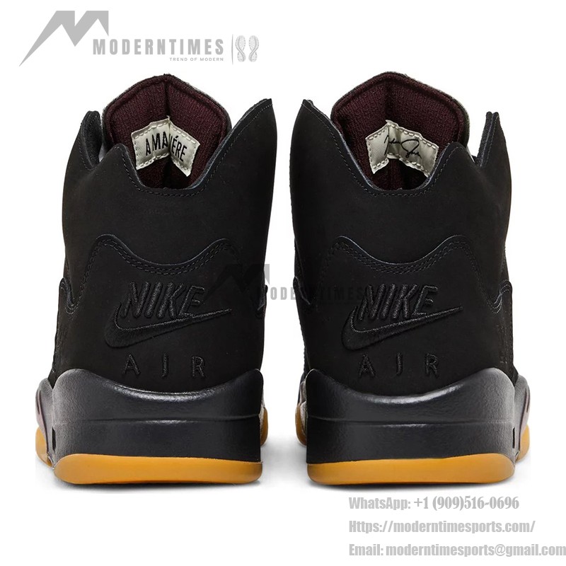 Air Jordan 5 Retro FD1330-001 골드 메시와 반사 텅이 있는 블랙 스웨이드 스니커즈