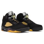 Air Jordan 5 Retro FD1330-001 Black Suede Sneakers with Gold Mesh and Reflective Tongue