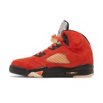 Air Jordan 5 Retro DD9336-800 Orange Suede Sneakers with Black Details and Reflective Tongue