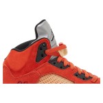 Air Jordan 5 Retro DD9336-800 Orange Suede Sneakers with Black Details and Reflective Tongue