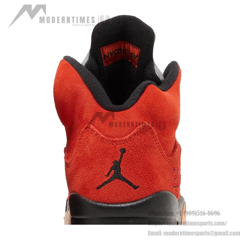 Air Jordan 5 Retro DD9336-800 Orange Suede Sneakers with Black Details and Reflective Tongue