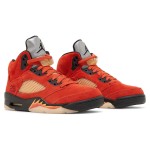 Air Jordan 5 Retro DD9336-800 Orange Suede Sneakers with Black Details and Reflective Tongue