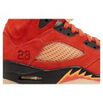 Air Jordan 5 Retro DD9336-800 Orange Suede Sneakers with Black Details and Reflective Tongue