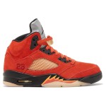 Air Jordan 5 Retro DD9336-800 Orange Suede Sneakers with Black Details and Reflective Tongue