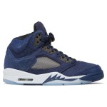 Air Jordan 5 Retro FD6812-400 Navy Blue Suede Sneakers with Reflective Tongue and Translucent Sole