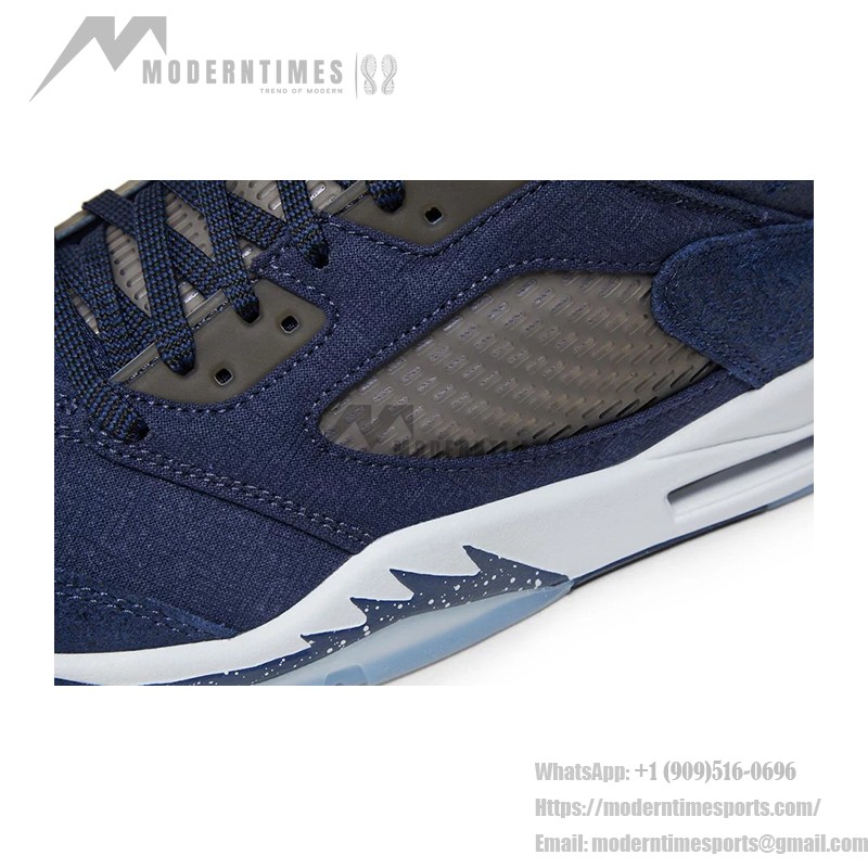 Air Jordan 5 Retro FD6812-400 Marineblaue Wildleder-Sneaker mit Reflektierender Zunge & Transparenter Sohle