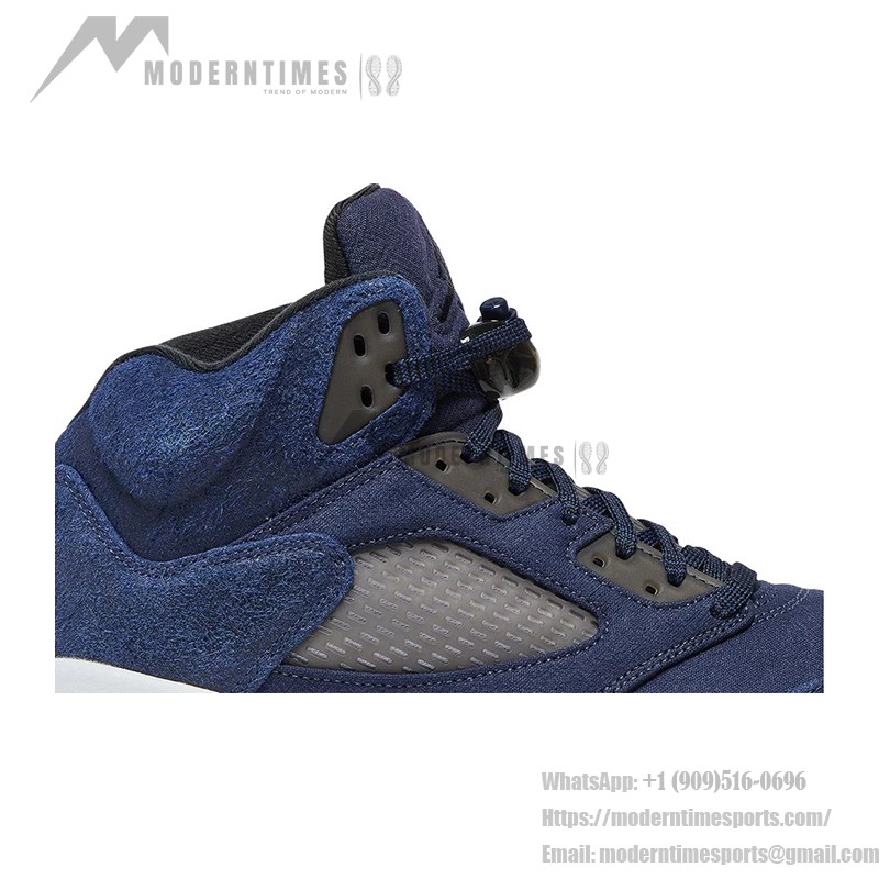 Air Jordan 5 Retro FD6812-400 Marineblaue Wildleder-Sneaker mit Reflektierender Zunge & Transparenter Sohle