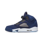 Air Jordan 5 Retro FD6812-400 Navy Blue Suede Sneakers with Reflective Tongue and Translucent Sole