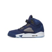 Air Jordan 5 Retro FD6812-400 - Navy Blue Suede Sneakers with Reflective Tongue & Translucent Sole