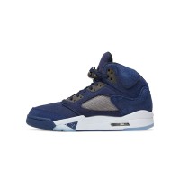 Air Jordan 5 Retro FD6812-400 - Navy Blue Suede Sneakers with Reflective Tongue & Translucent Sole