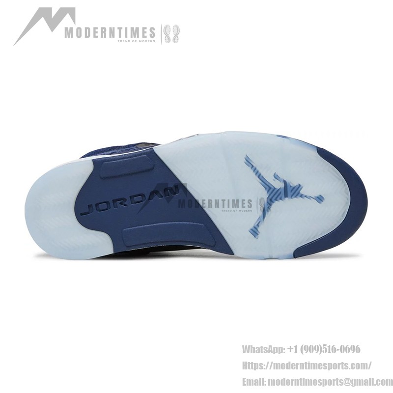 Air Jordan 5 Retro FD6812-400 Marineblaue Wildleder-Sneaker mit Reflektierender Zunge & Transparenter Sohle