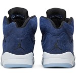 Air Jordan 5 Retro FD6812-400 Navy Blue Suede Sneakers with Reflective Tongue and Translucent Sole