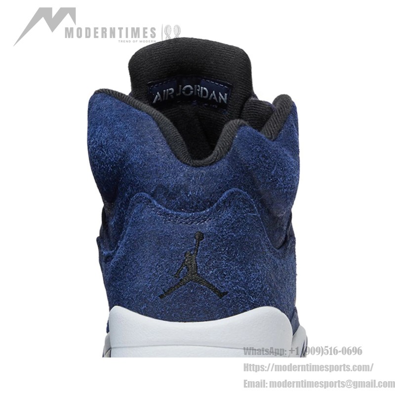 Air Jordan 5 Retro FD6812-400 Marineblaue Wildleder-Sneaker mit Reflektierender Zunge & Transparenter Sohle