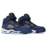 Air Jordan 5 Retro FD6812-400 Navy Blue Suede Sneakers with Reflective Tongue and Translucent Sole