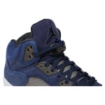 Air Jordan 5 Retro FD6812-400 Navy Blue Suede Sneakers with Reflective Tongue and Translucent Sole