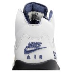 Air Jordan 5 Retro FZ5758-004 White Leather Sneakers with Beige Mesh, Blue Accents & Translucent Sole