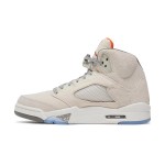 Air Jordan 5 Retro FD9222-180 Beige Suede Sneakers with Orange Accents and Reflective Tongue