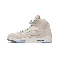 Air Jordan 5 Retro FD9222-180 - Beige Suede Sneakers with Orange Accents & Reflective Tongue