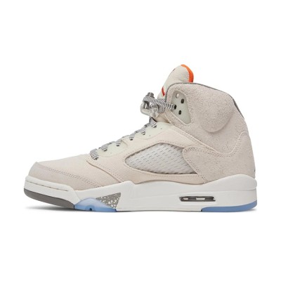 Air Jordan 5 Retro FD9222-180 - Beige Suede Sneakers with Orange Accents & Reflective Tongue