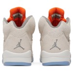 Air Jordan 5 Retro FD9222-180 Beige Suede Sneakers with Orange Accents and Reflective Tongue